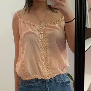 american eagle pink lace cami top